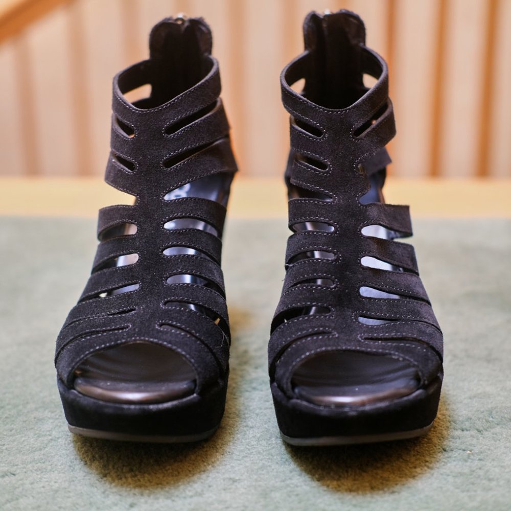 Cordani Black Suede Wedge | Size 37 US 6.5